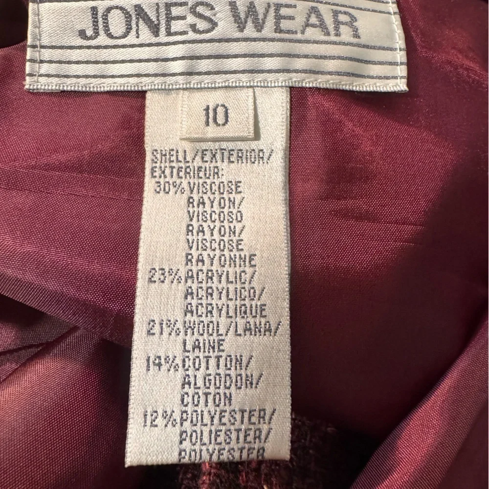 Jones Wear Plaid Tweed Button-Front Skirt